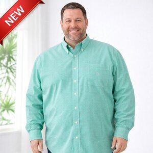 NEW Chaps Stretch Oxford Shirt Mens 4XB Green Gingham Button Down Big & Tall